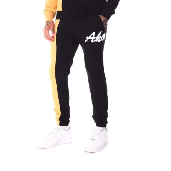 AKOO XXL Varsity Colorblock Jogger Black NWT Drawstring - Picture 1 of 13